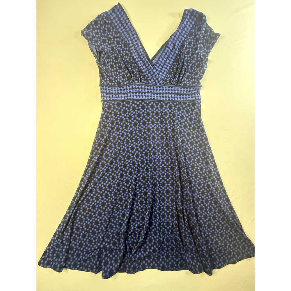 Maggy London Women's Sleeveless Blue/Black Geometric Dress Size 12